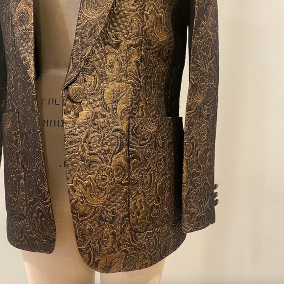 Sandro Textured Jacquard Gold and Black Blazer (Size 38 / Med) - Picture 4 of 8